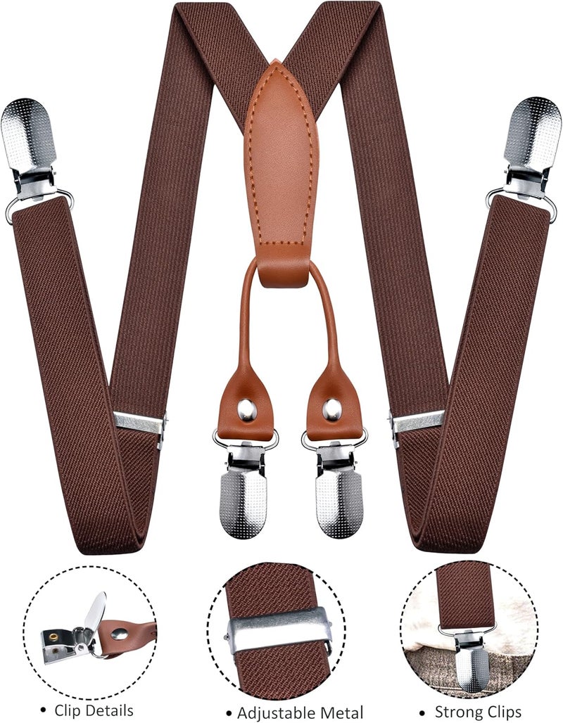 Branduce Solid Color Baby Boy Suspender with 4 Strong Clips Adjustable Kids Y Back Suspenders - Image 2